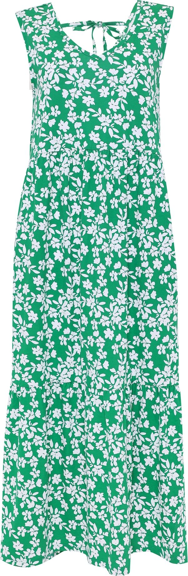 Threadbare Letní šaty 'Byers Tiered' trávově zelená / bílá