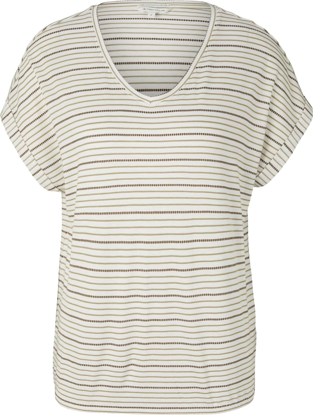 TOM TAILOR Tričko hnědá / bílá