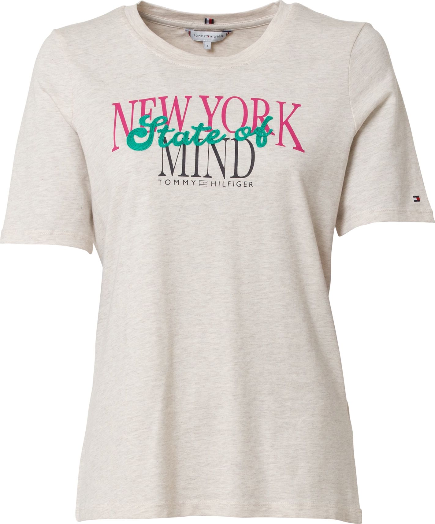 TOMMY HILFIGER Tričko béžový melír / zelená / pink / černá