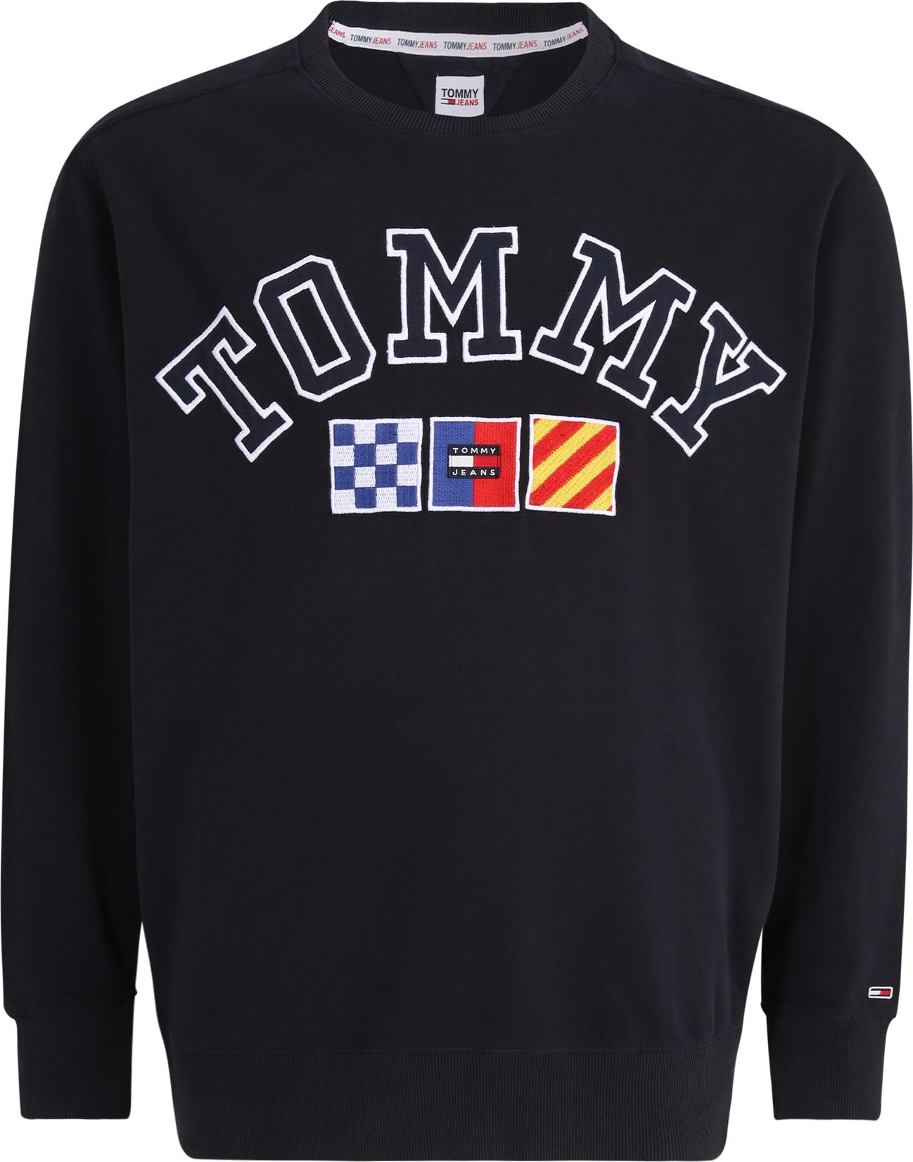Tommy Jeans Plus Mikina modrá / námořnická modř / červená / bílá