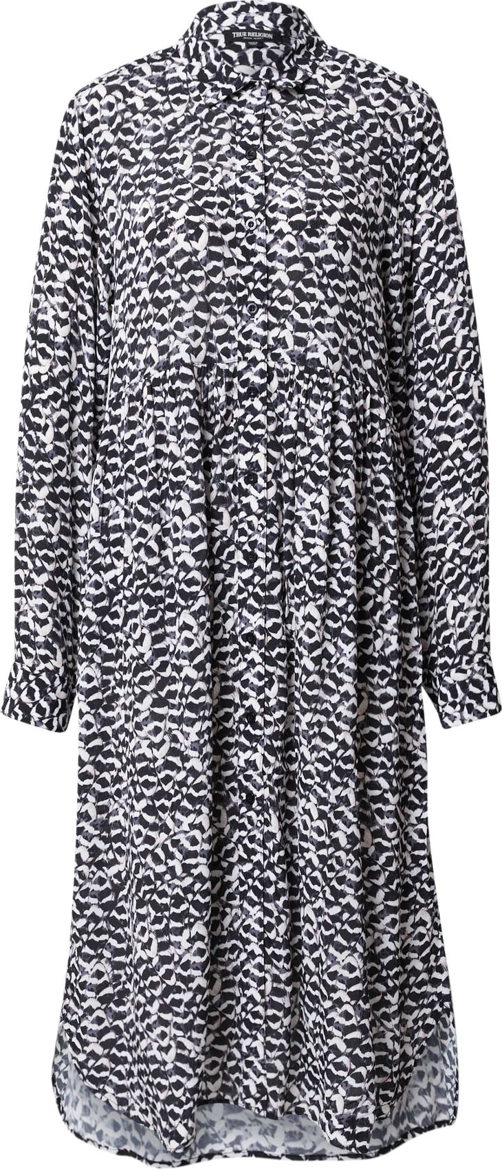 True Religion Košilové šaty šedá / černá / bílá