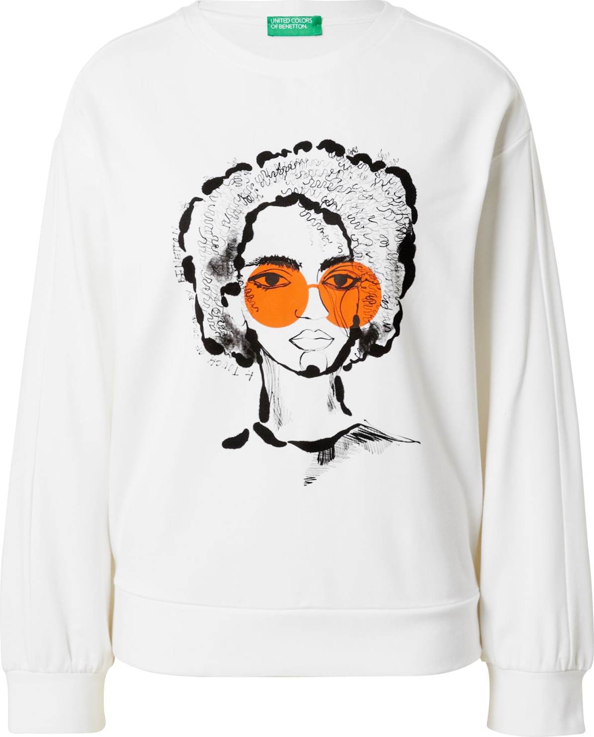 UNITED COLORS OF BENETTON Mikina oranžová / černá / bílá