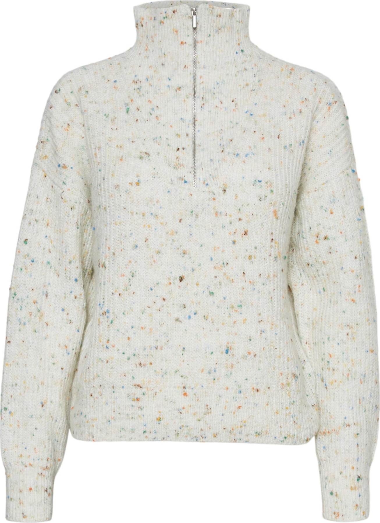 VERO MODA Svetr 'BANANA' modrá / hnědá / zelená / oranžová / přírodní bílá