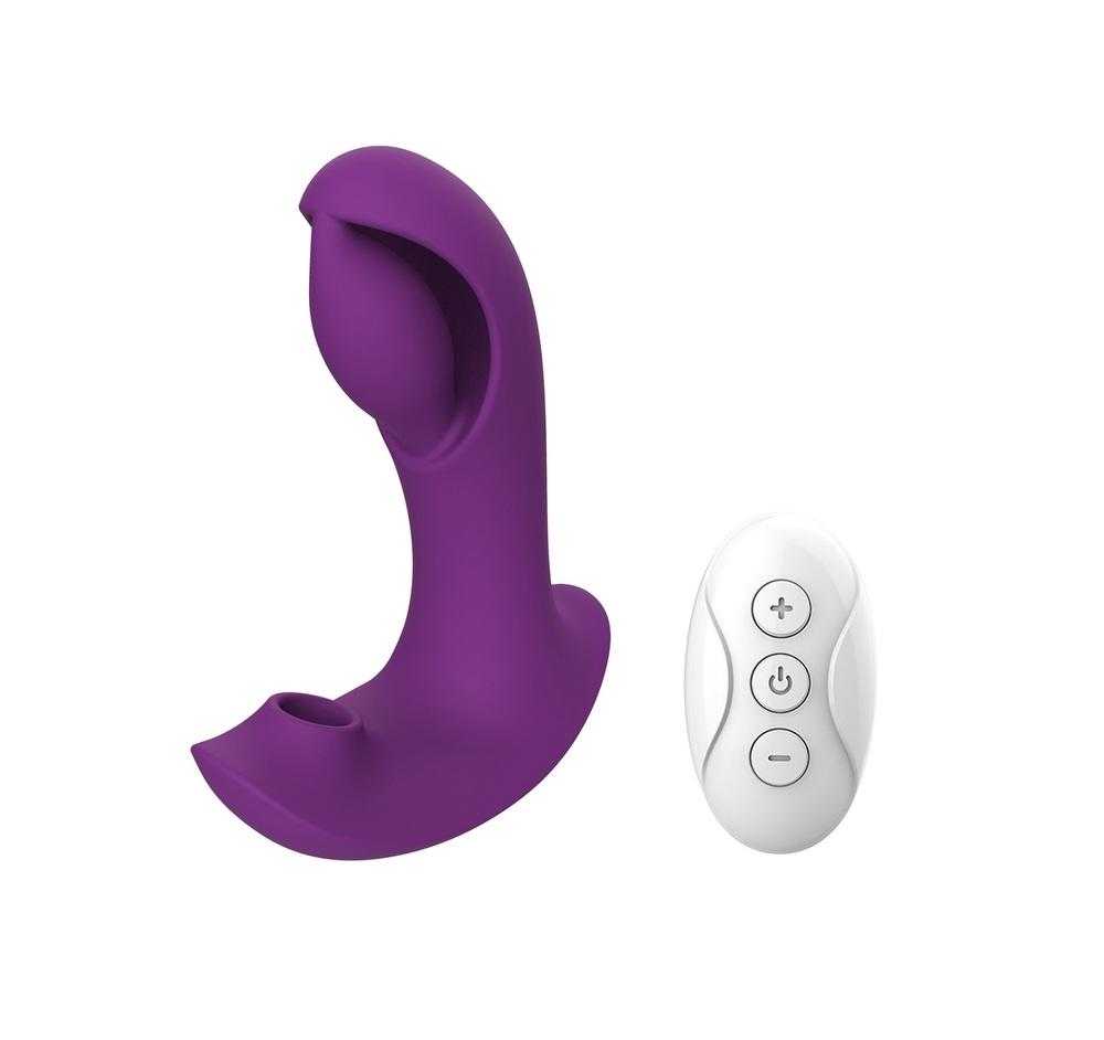 Romant Theo vibrátor do kalhotek s podtlakovým stimulátorem klitorisu fialový ROMANT