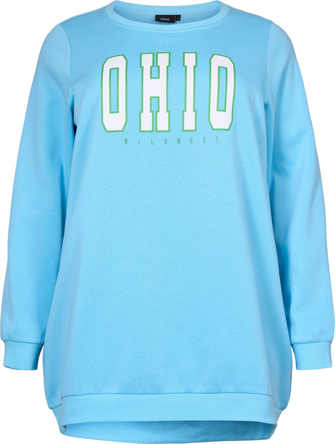 Zizzi Mikina 'Kathleen' světlemodrá / trávově zelená / bílá