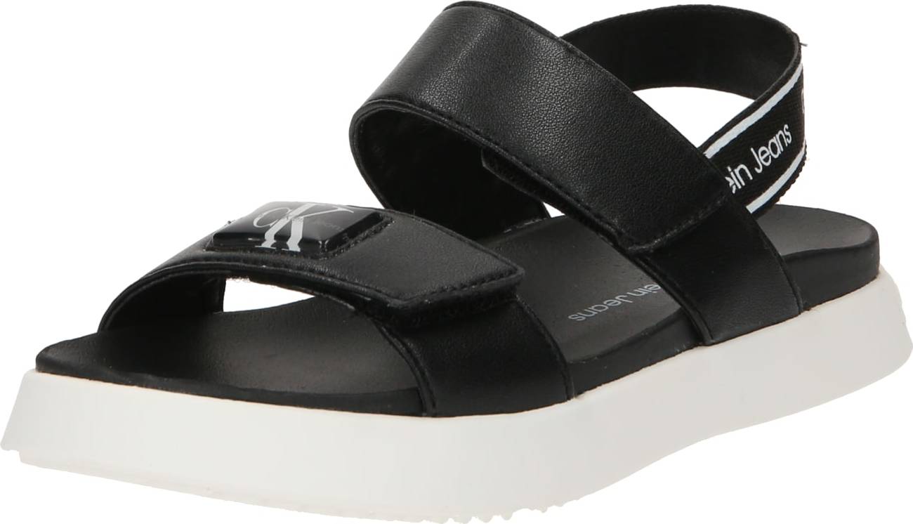 Calvin Klein Jeans Sandály 'VELCRO' černá / bílá