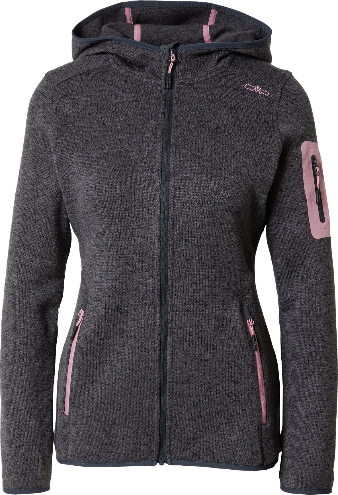 CMP Funkční fleecová mikina šedý melír / pink