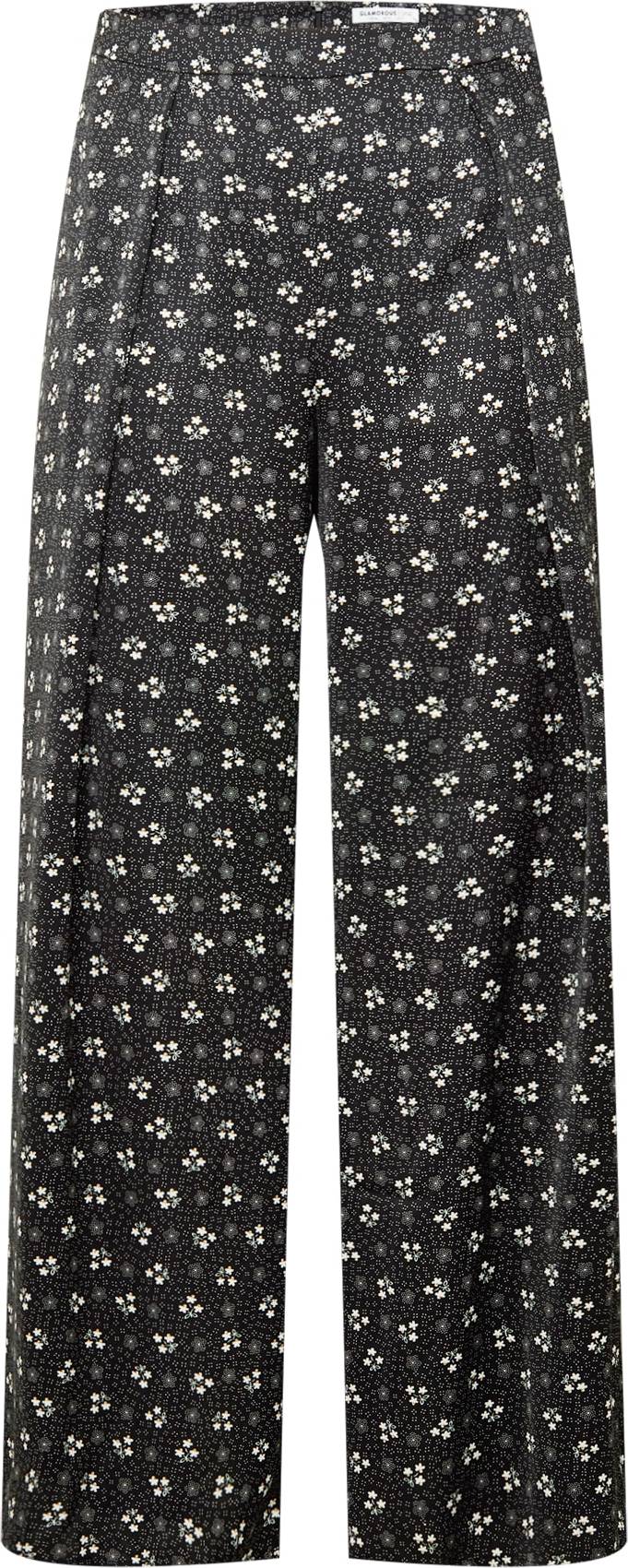 GLAMOROUS CURVE Kalhoty se sklady v pase šedá / černá / bílá