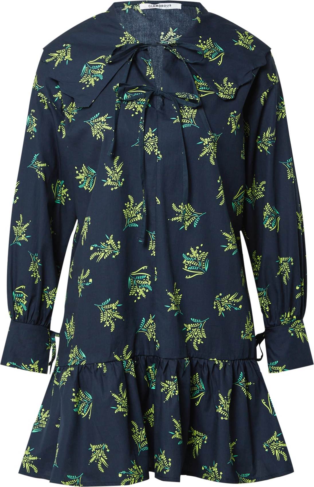 GLAMOROUS Košilové šaty tmavě modrá / žlutá / nefritová
