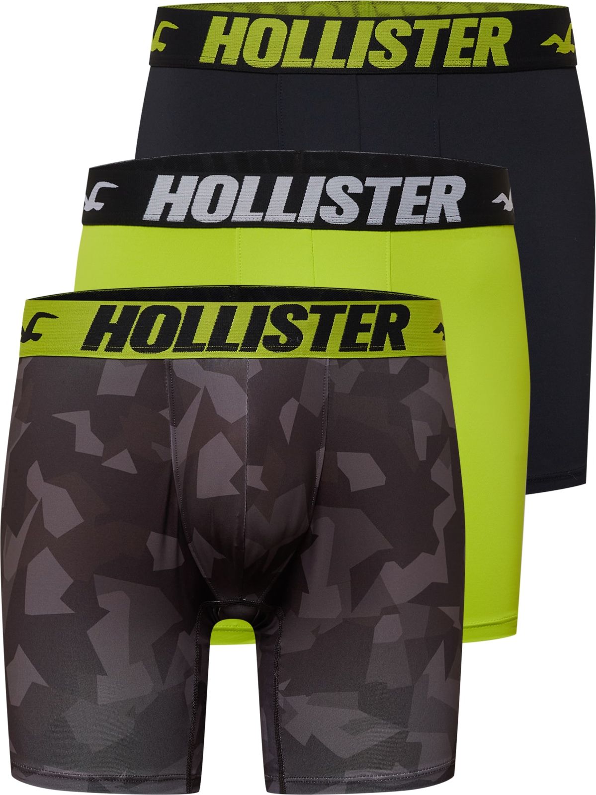 HOLLISTER Boxerky šedá / antracitová / světle zelená / bílá