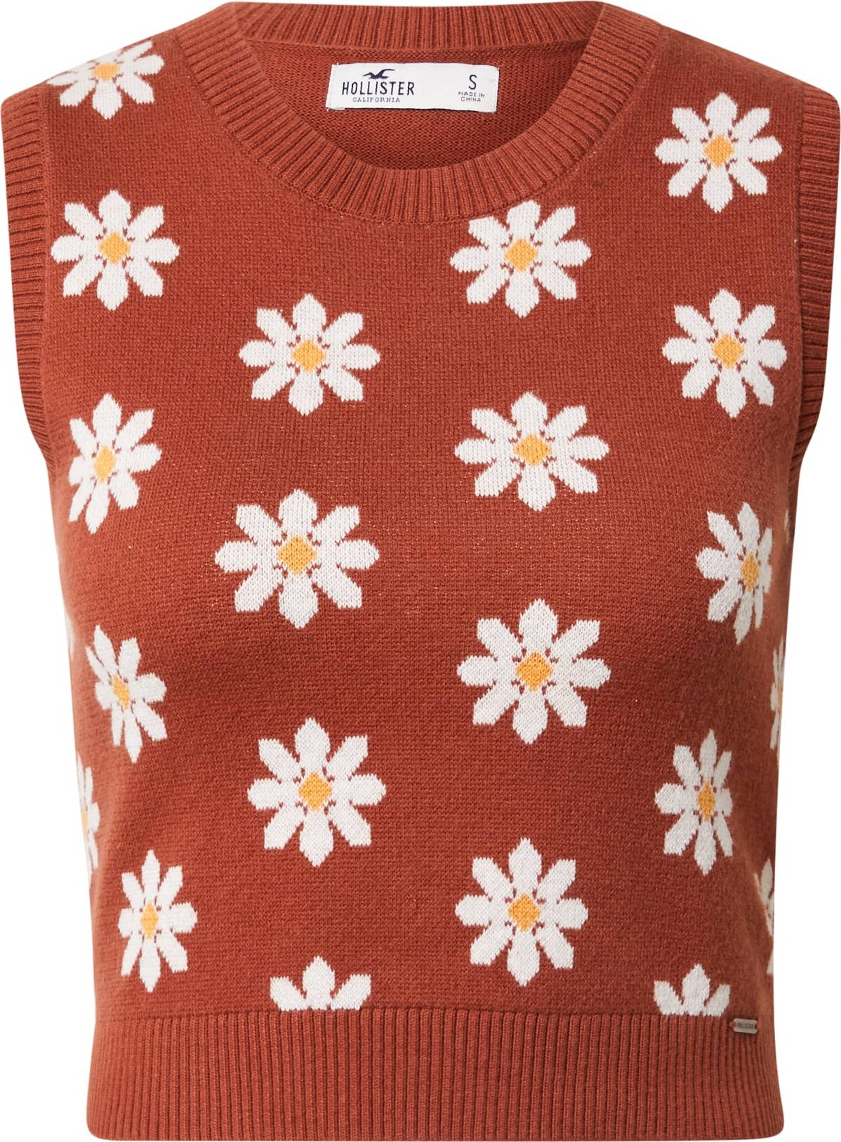 HOLLISTER Svetr hnědá / žlutá / bílá