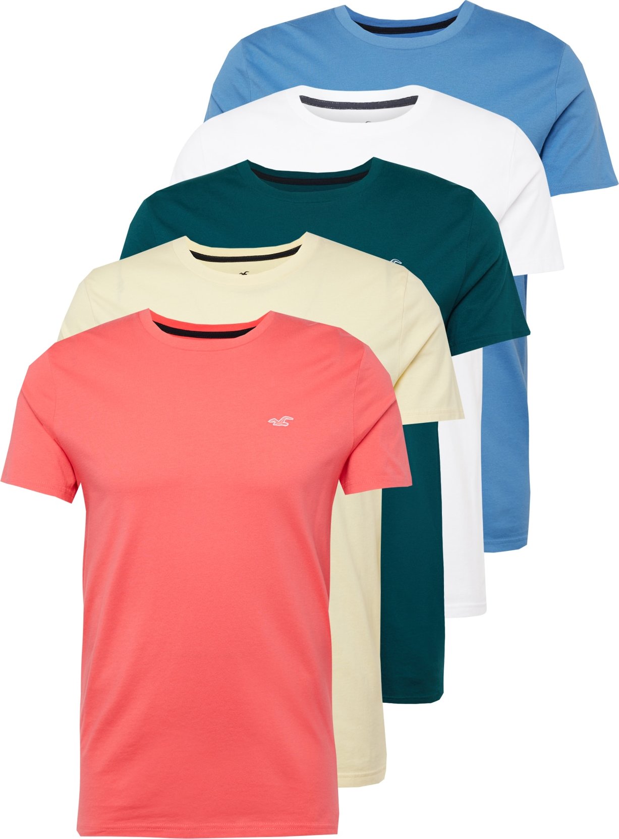 HOLLISTER Tričko béžová / světlemodrá / trávově zelená / světle růžová / bílá