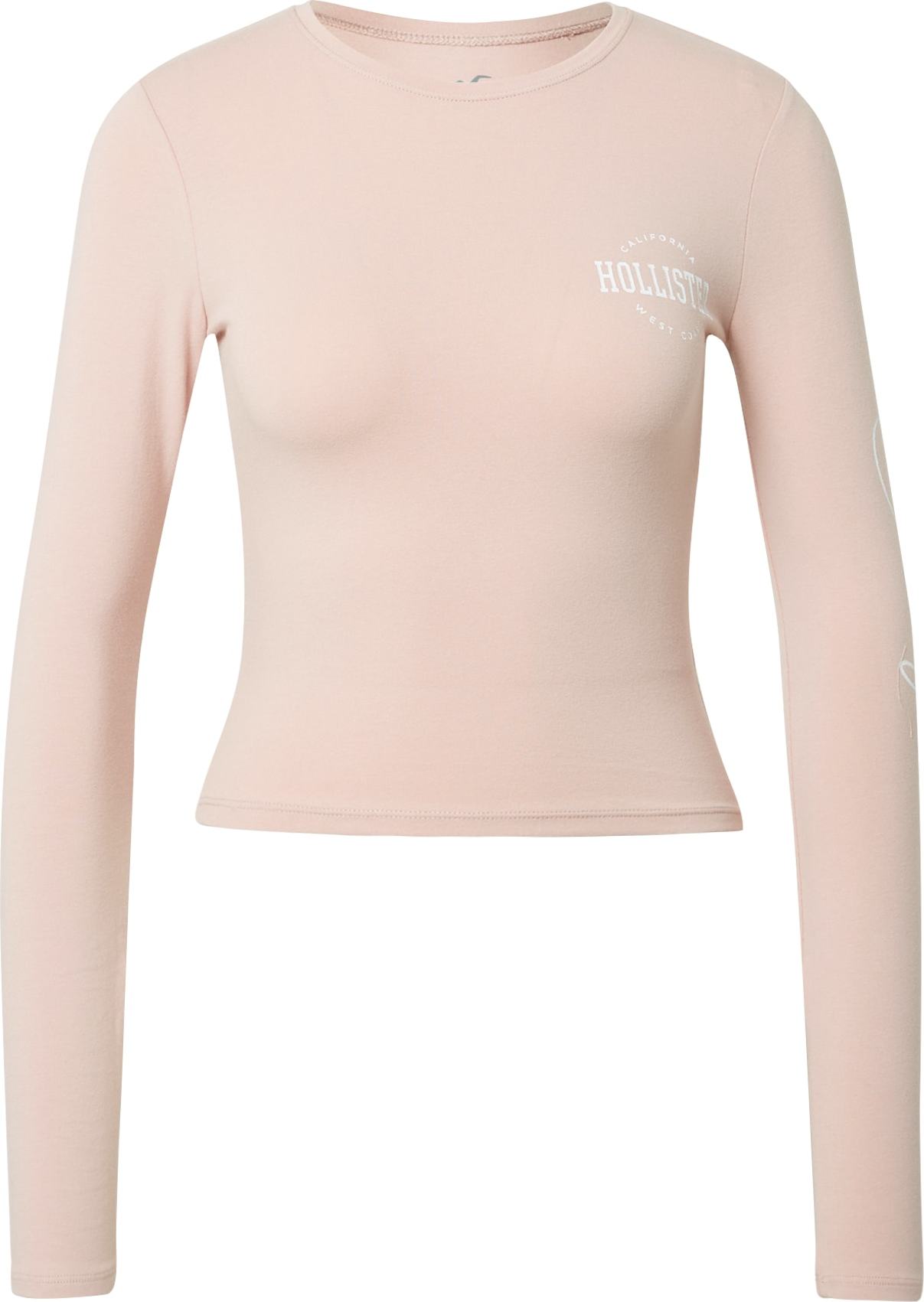 HOLLISTER Tričko starorůžová / bílá