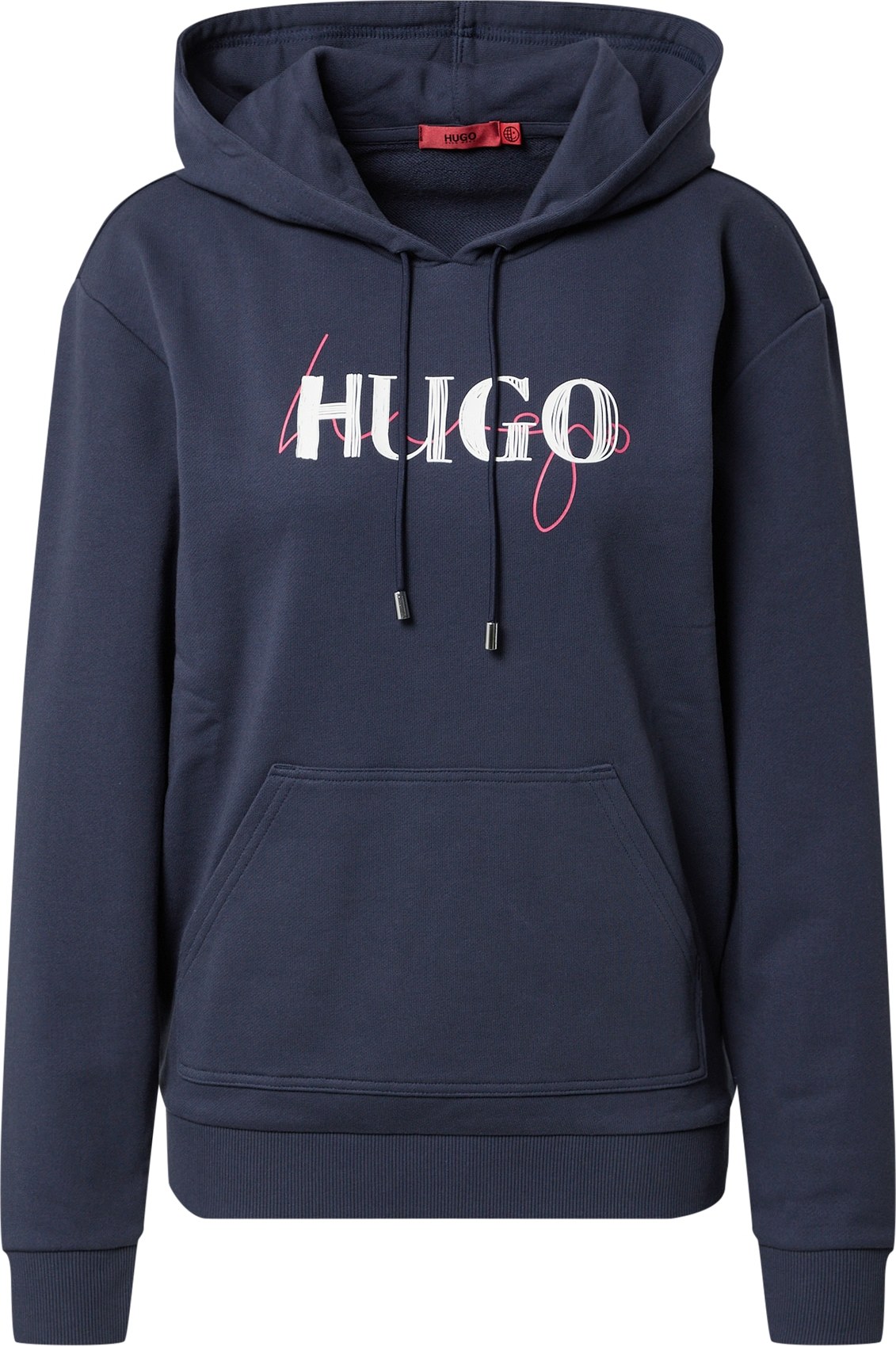 HUGO Mikina 'DASARA' noční modrá / světle růžová / bílá