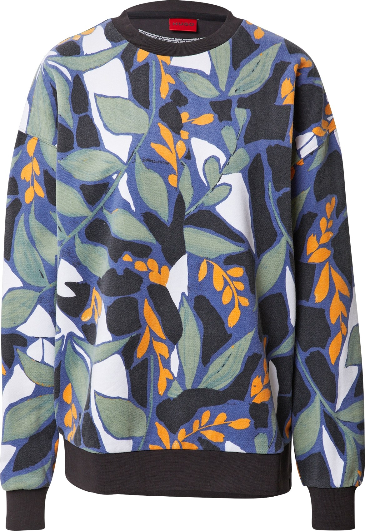 HUGO Mikina 'Dashimaki' modrá / světle zelená / černá / bílá