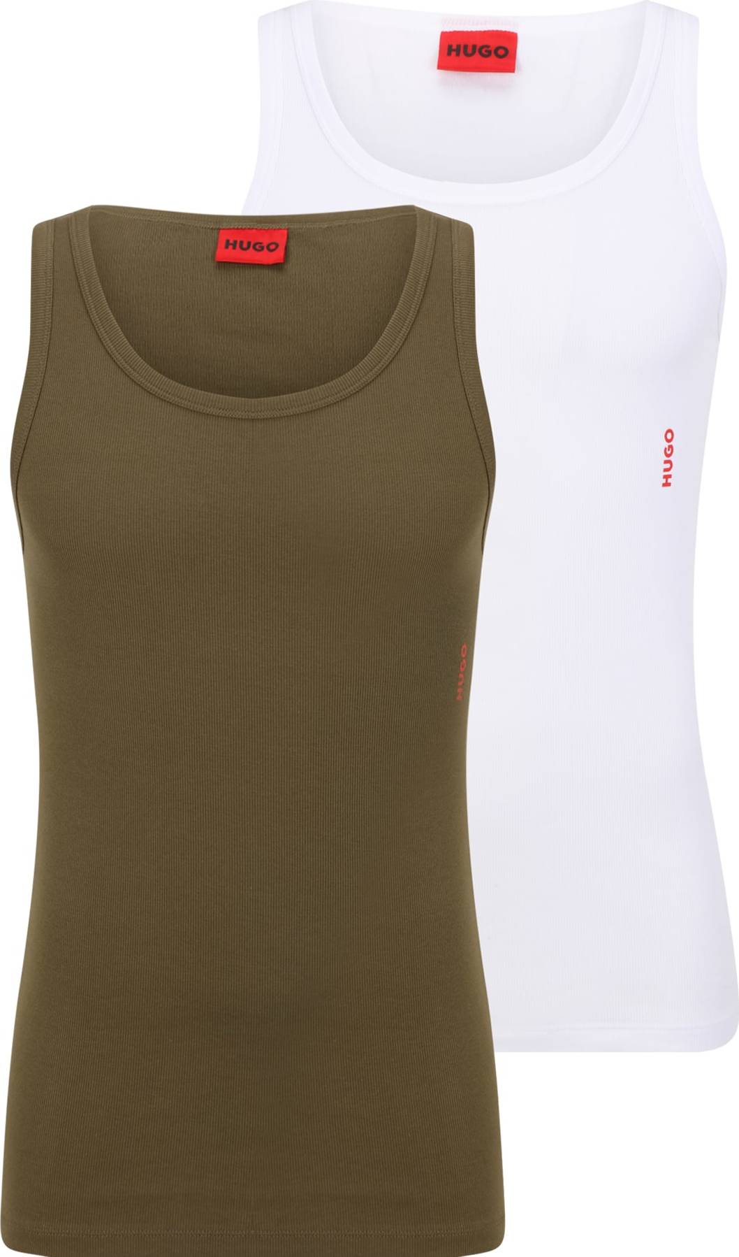 HUGO Tílko olivová / bílá