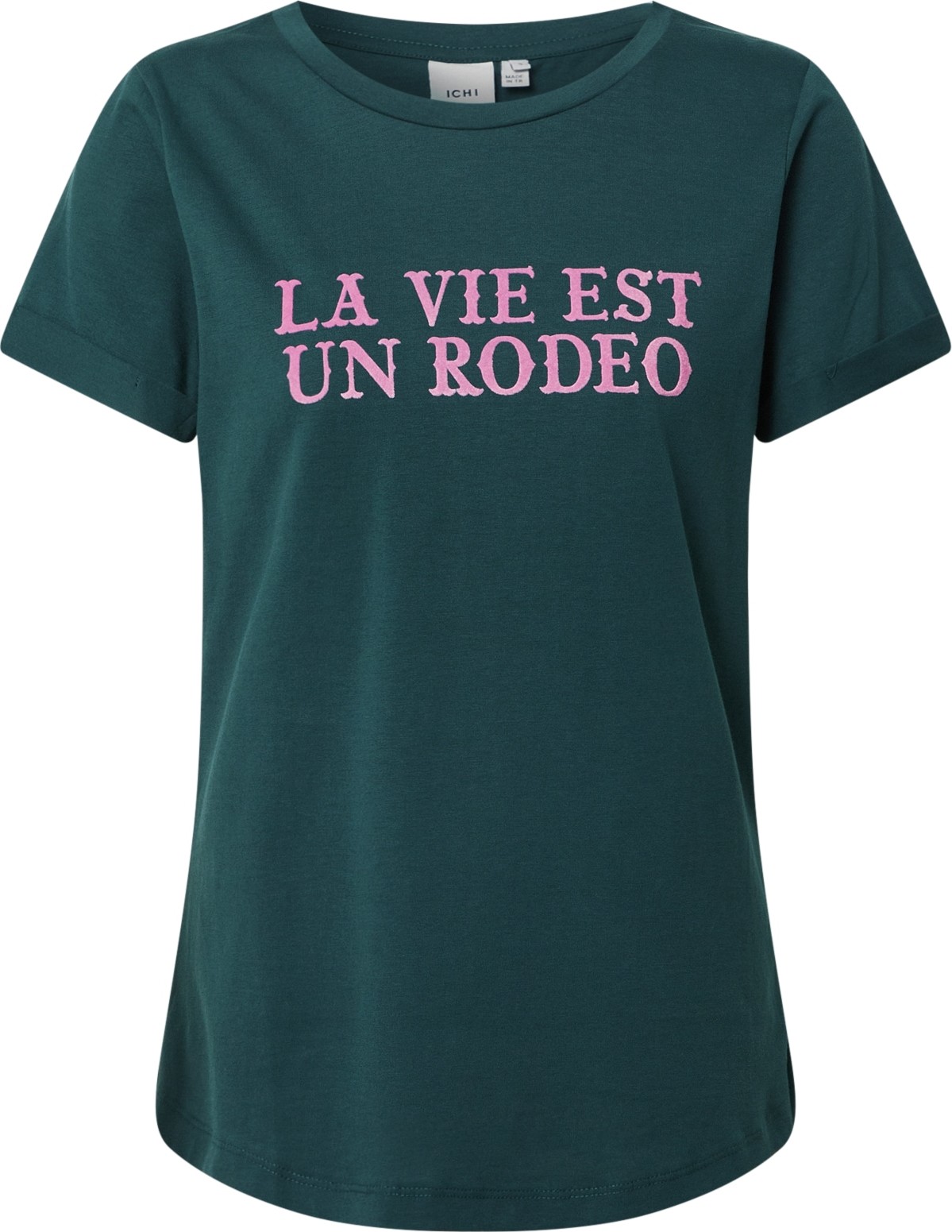 ICHI Tričko 'Tinka' petrolejová / světle růžová