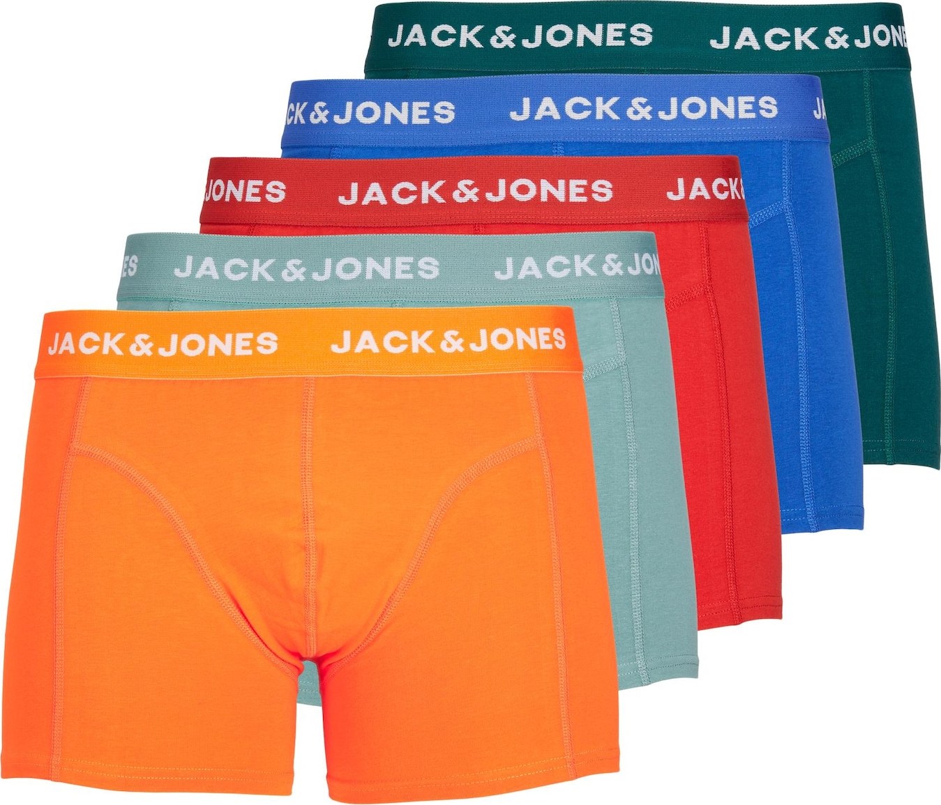 JACK & JONES Boxerky 'VALEN' modrá / tmavě zelená / oranžová / červená