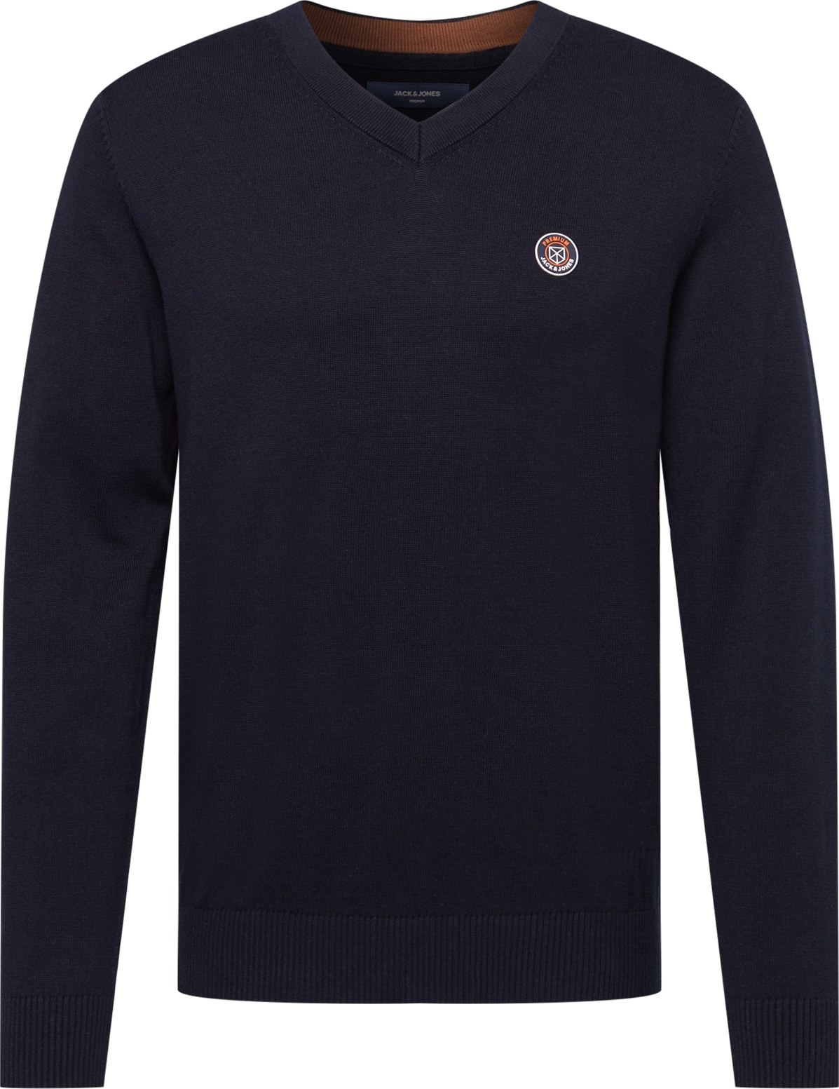 JACK & JONES Svetr 'SHELDON' námořnická modř / světle hnědá