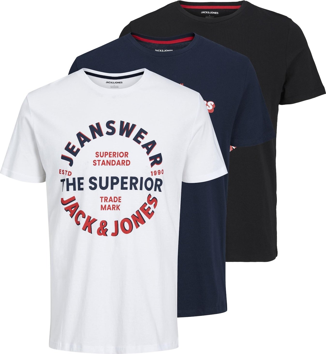 JACK & JONES Tričko 'Andy' námořnická modř / červená / černá / bílá