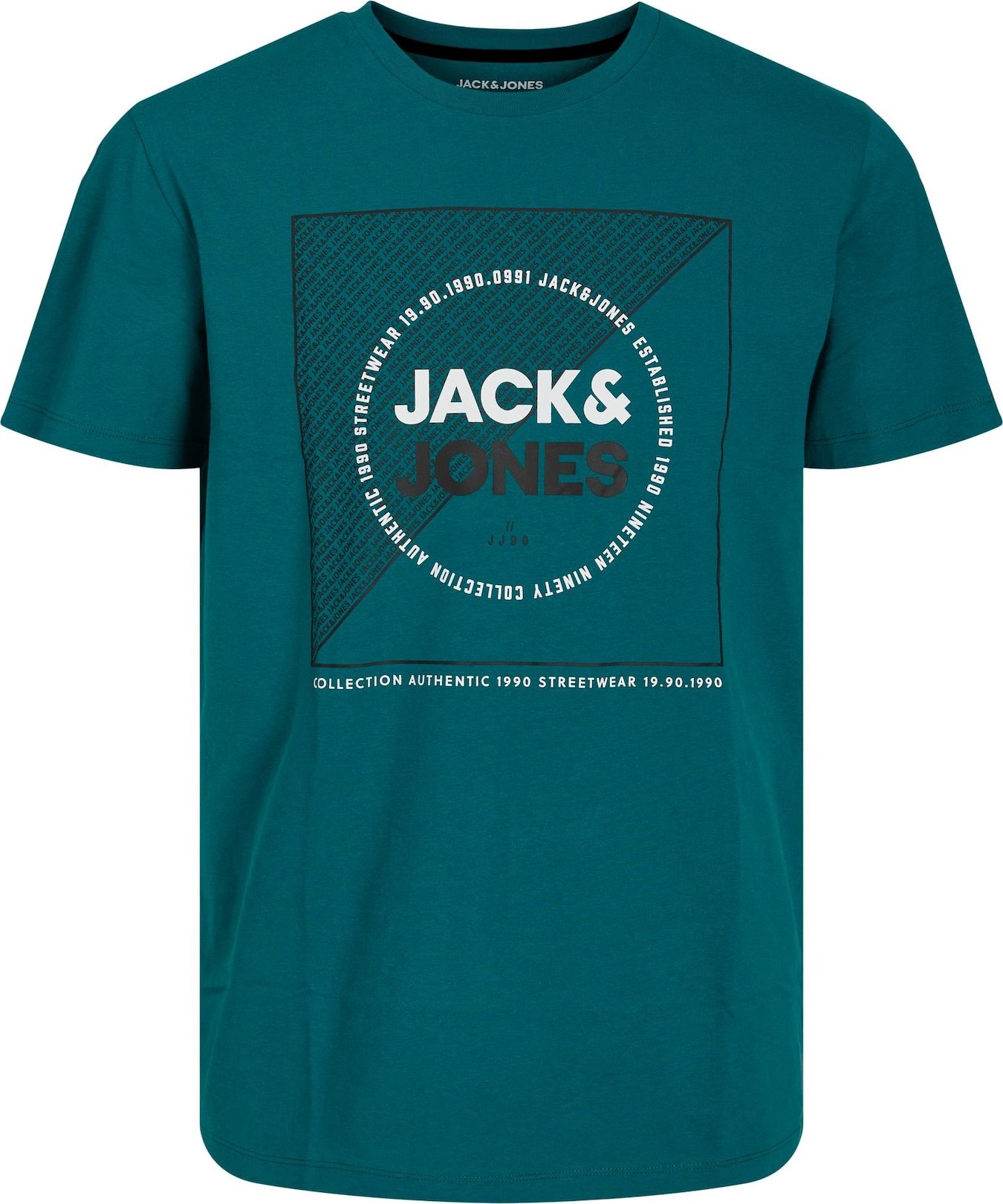 JACK & JONES Tričko 'RALF' smaragdová / černá / bílá