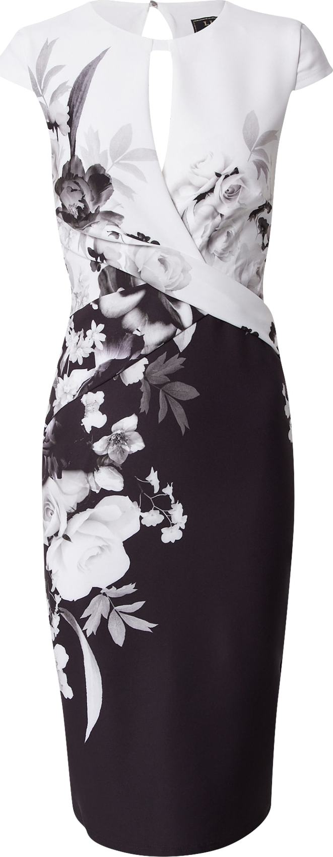 Lipsy Šaty šedá / černá / bílá