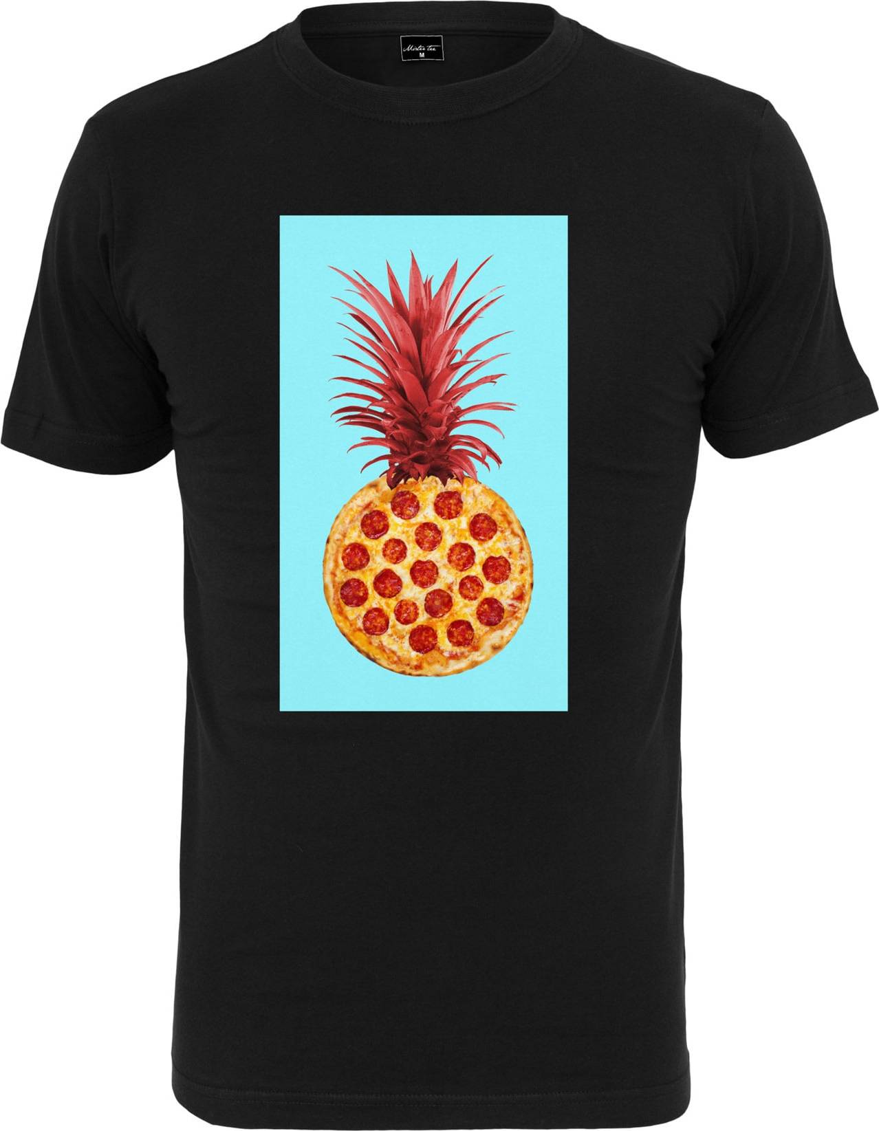 Mister Tee Tričko 'Pizza Pineapple' aqua modrá / zlatě žlutá / melounová / tmavě červená / černá