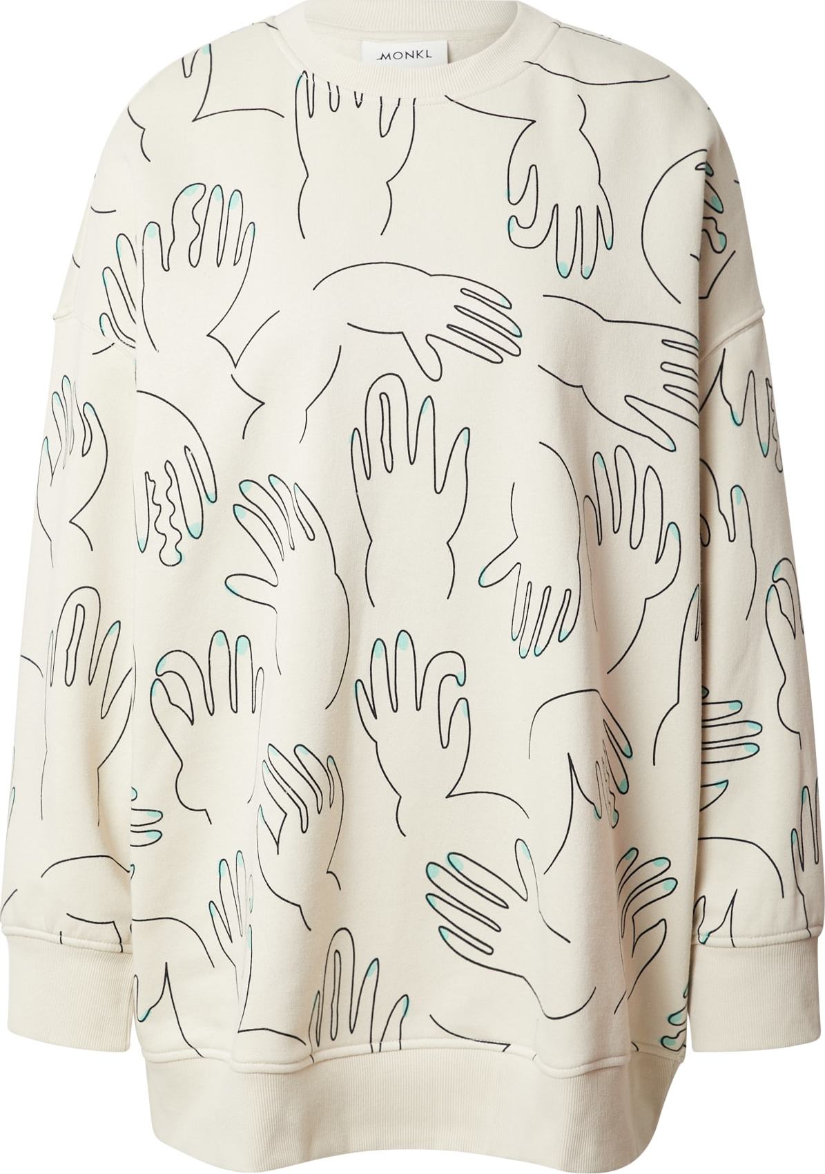 Monki Mikina béžová / světlemodrá / černá