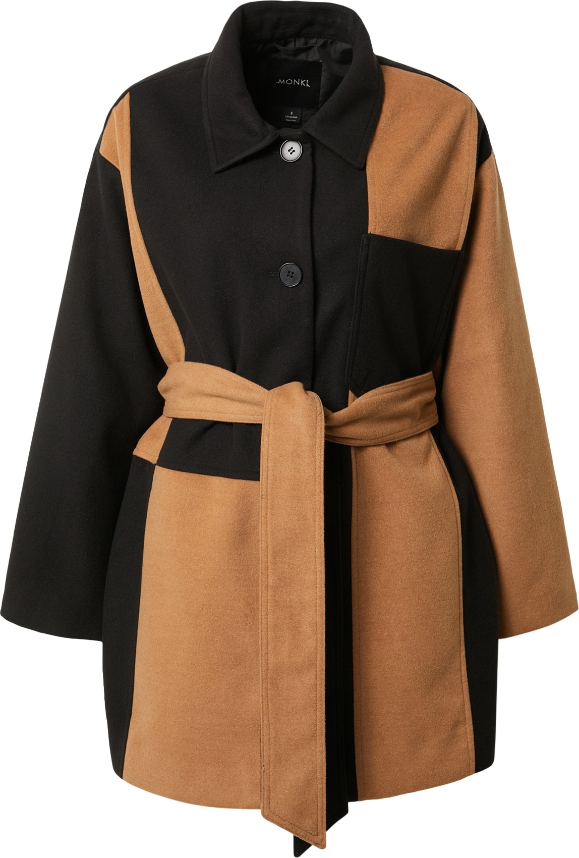 Monki Přechodný kabát světle hnědá / černá