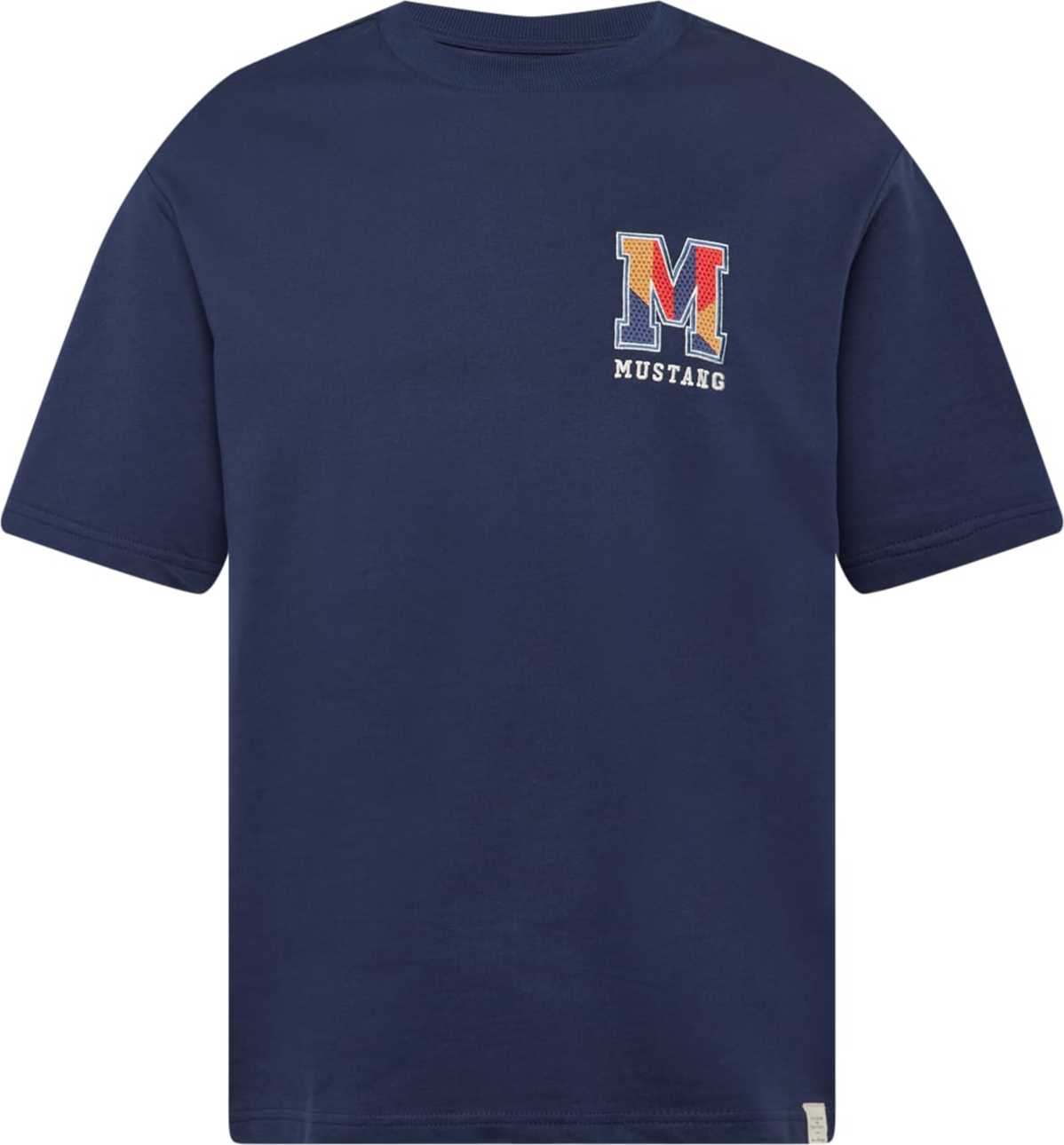 MUSTANG Tričko 'Andrew' marine modrá / hořčicová / červená / bílá