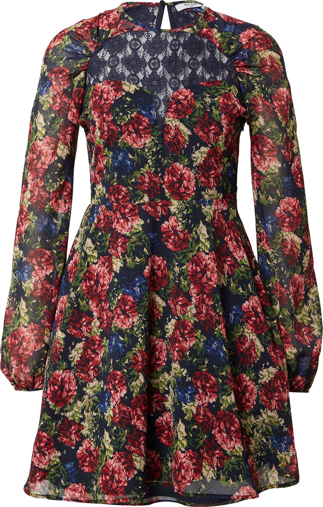 NA-KD Koktejlové šaty noční modrá / zelená / červená