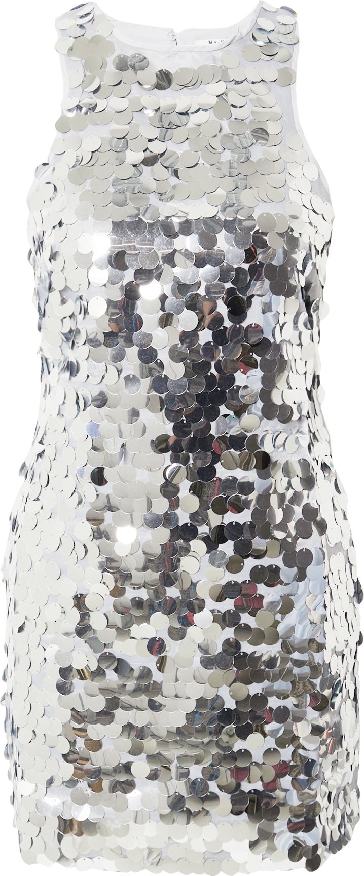 NA-KD Koktejlové šaty stříbrná / bílá