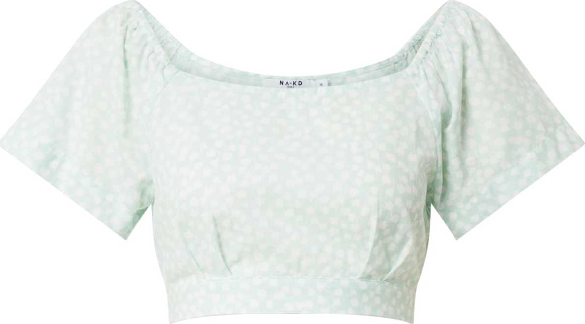 NA-KD Tričko pastelově zelená / bílá