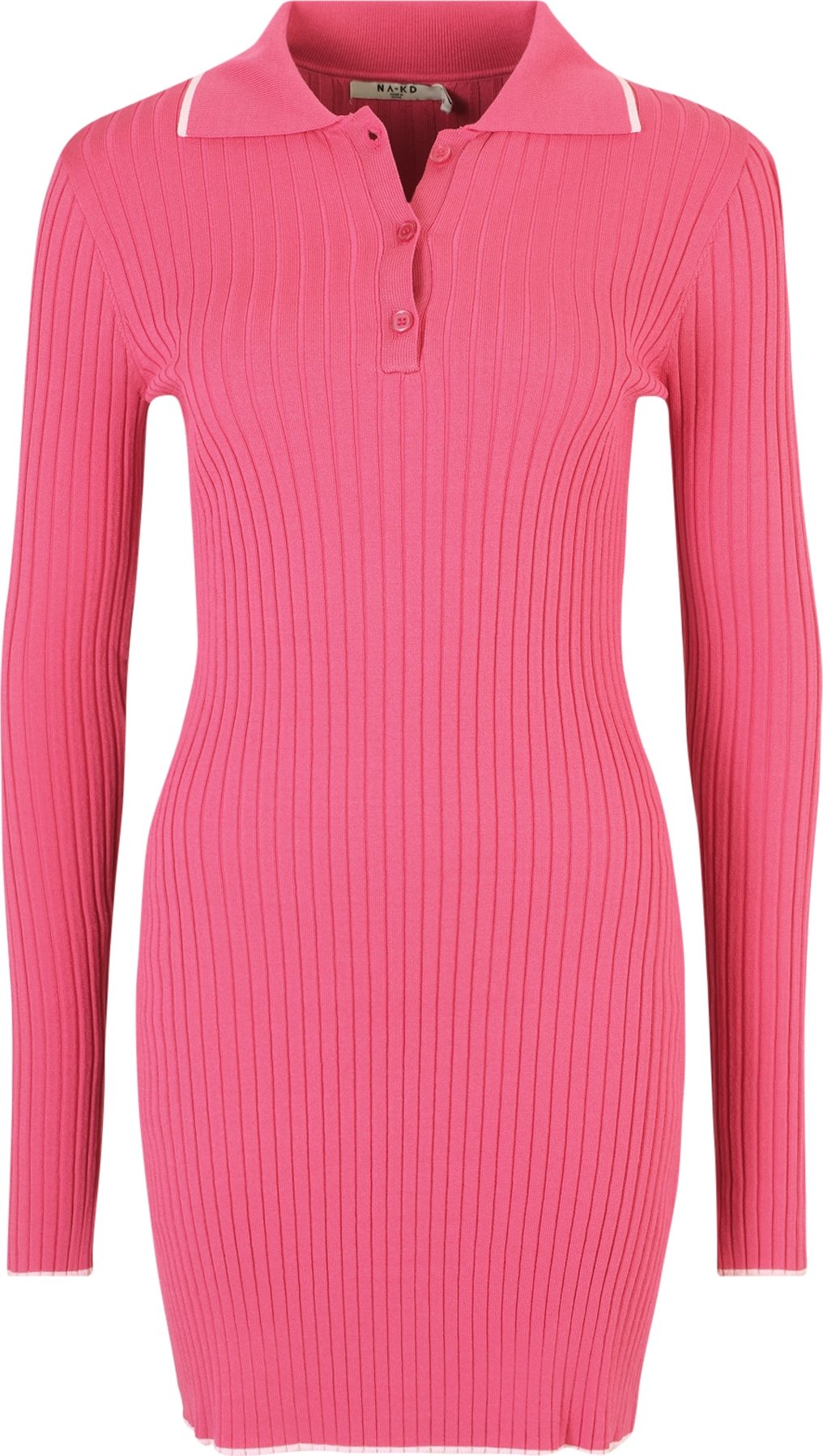 NA-KD Úpletové šaty pink / bílá