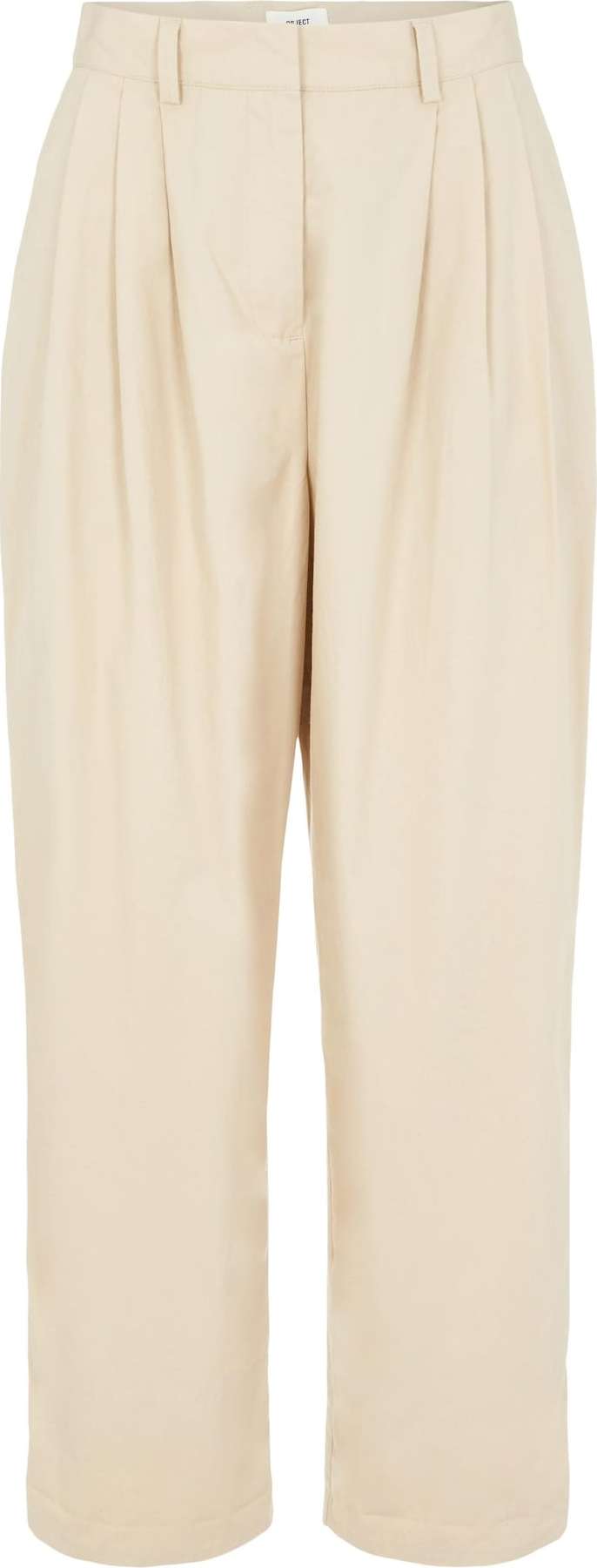 OBJECT Kalhoty se sklady v pase 'Nancy' starobéžová