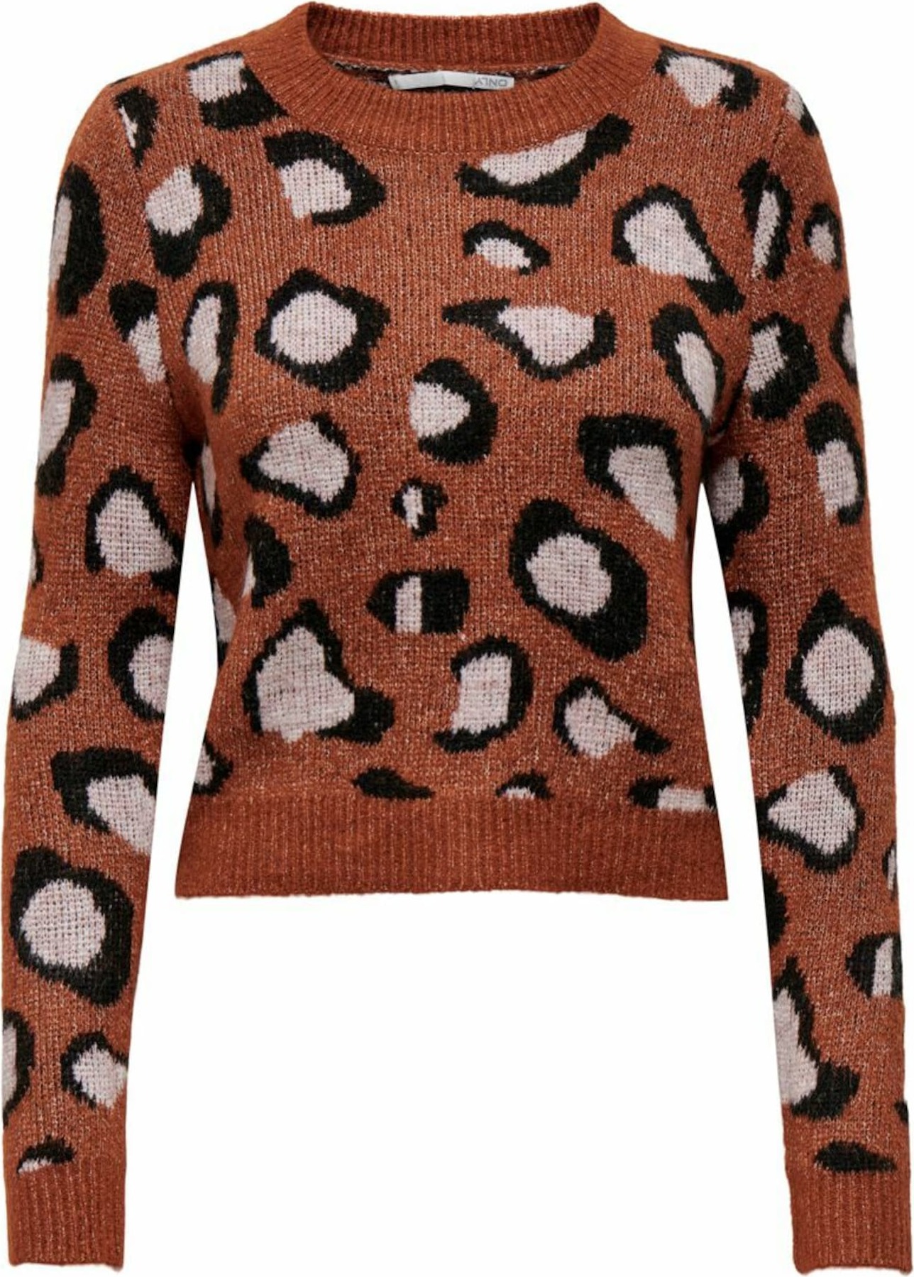 ONLY Svetr 'Leo' pastelově růžová / rezavě červená / černá / bílá