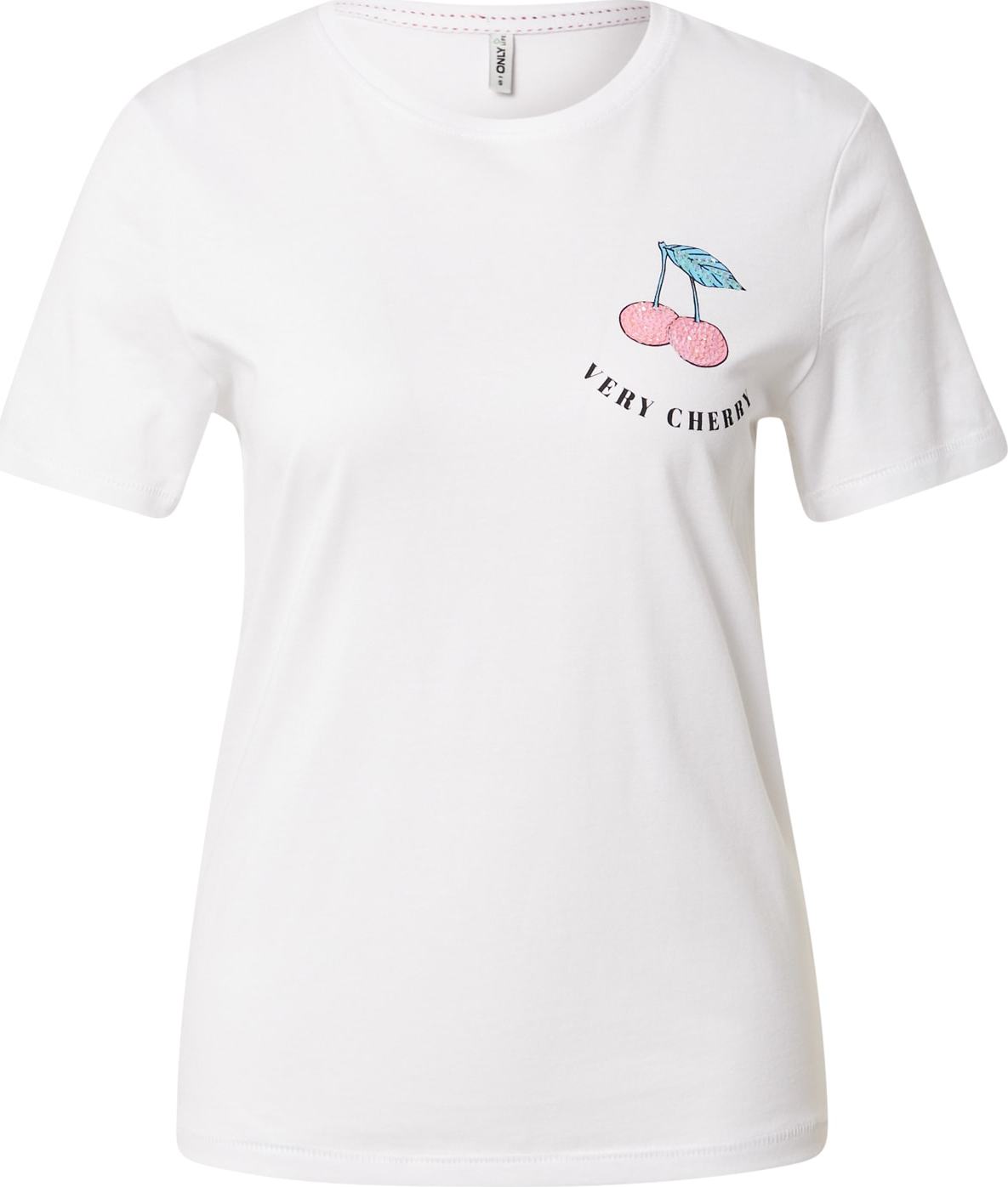 ONLY Tričko 'KITA' světlemodrá / růžová / černá / bílá