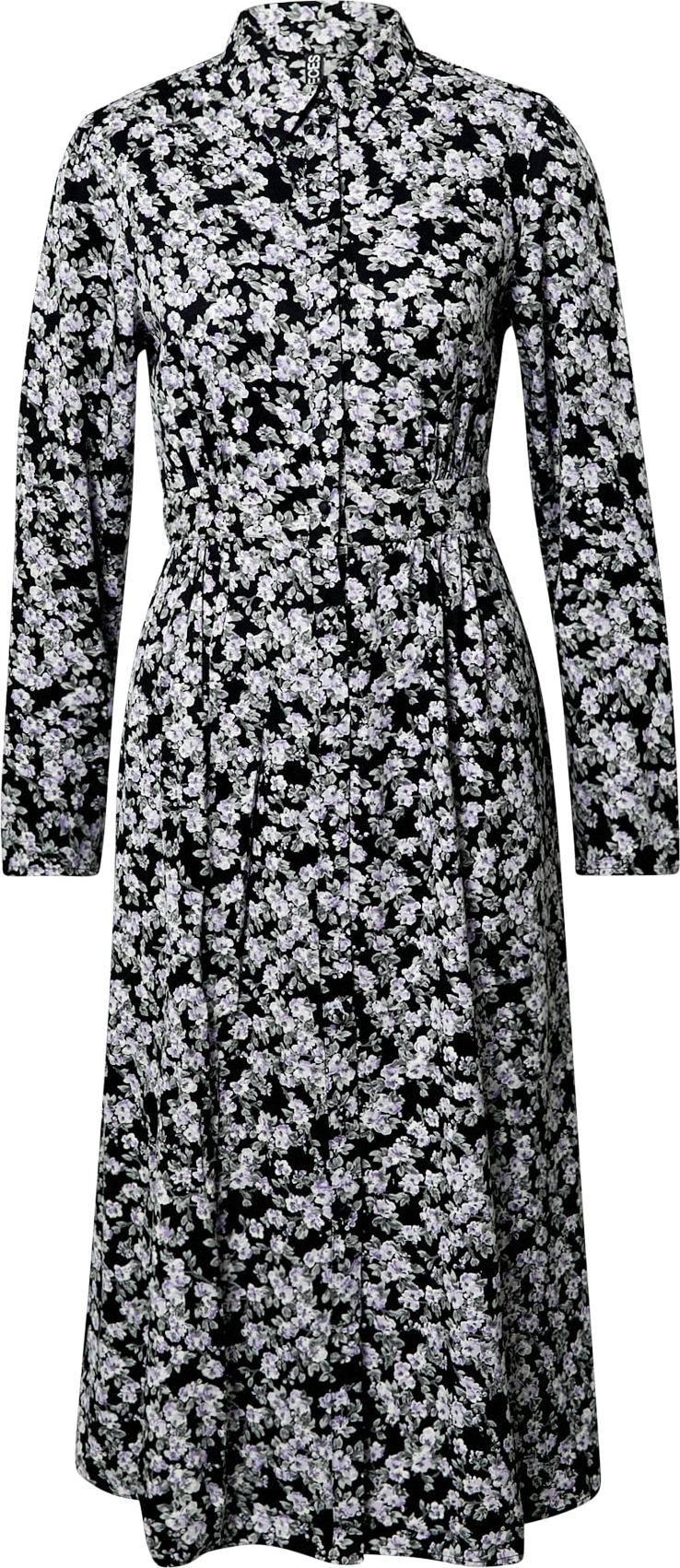 PIECES Košilové šaty černá / bílá