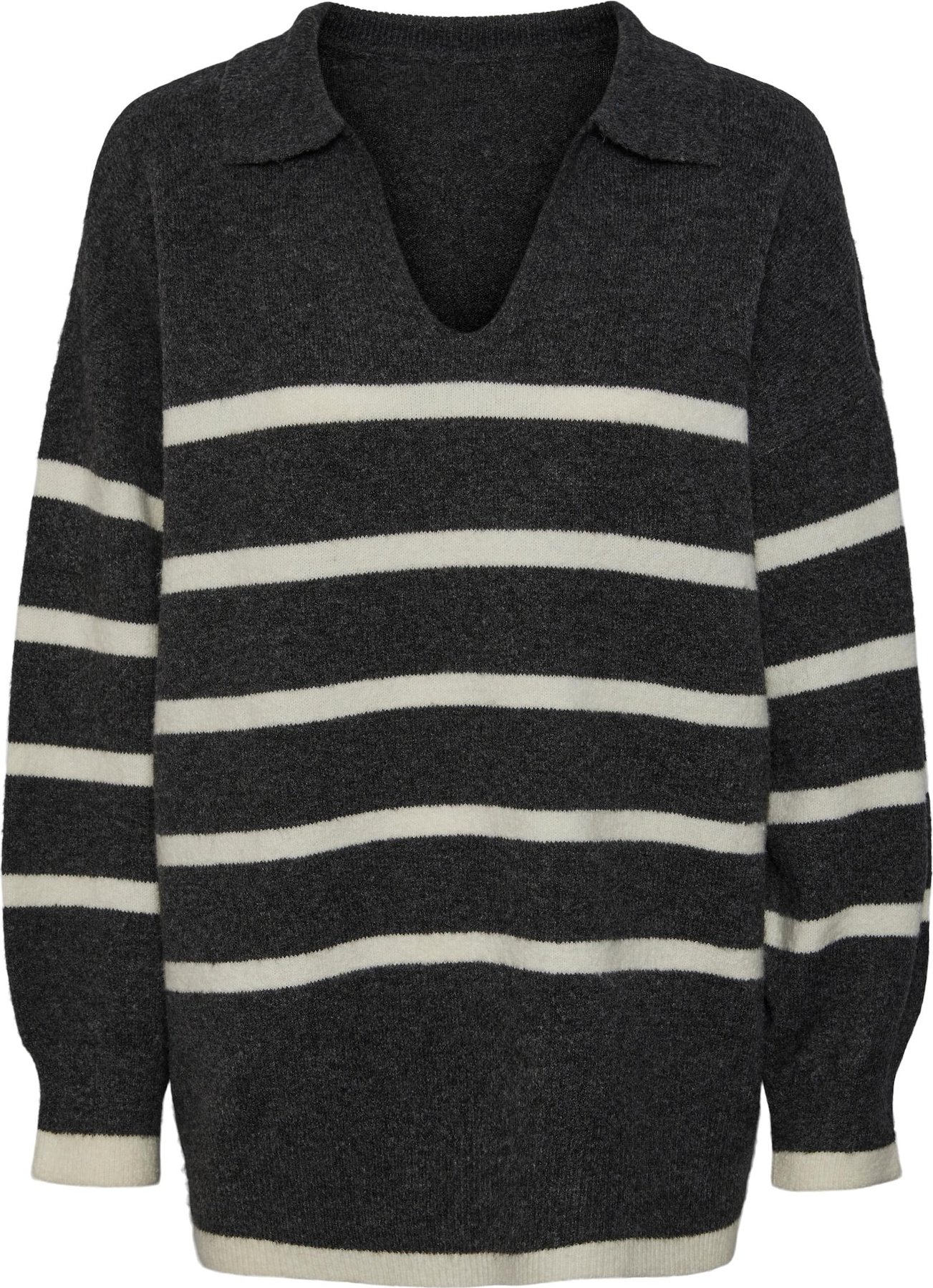 PIECES Svetr 'Noola' antracitová / světle šedá