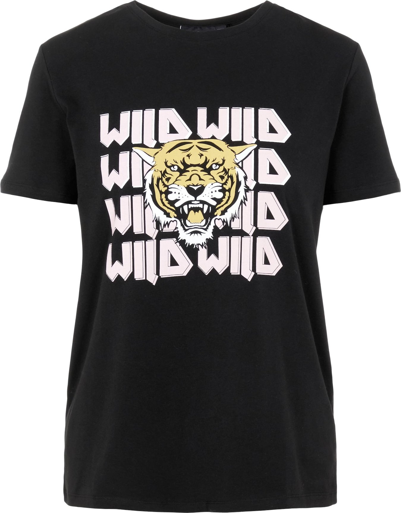 PIECES Tričko 'Wildy' světle žlutá / pastelově růžová / černá / bílá