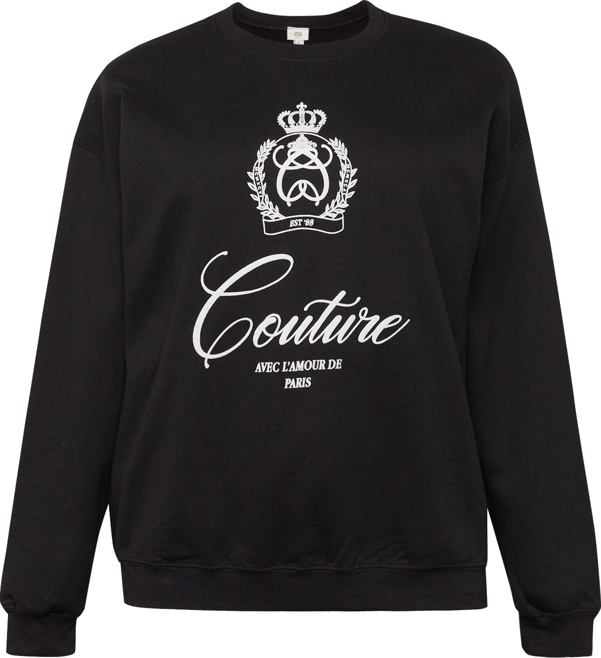 River Island Plus Mikina černá / bílá