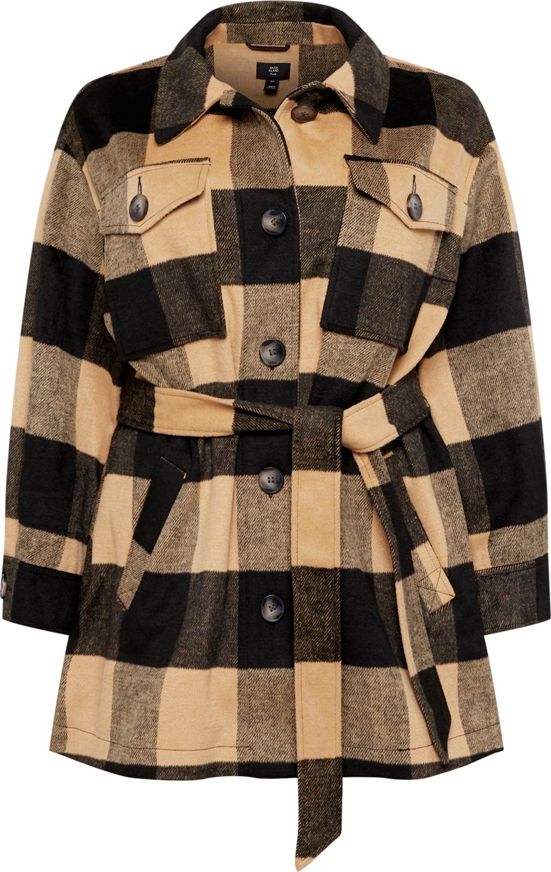 River Island Plus Přechodná bunda světle hnědá / černá