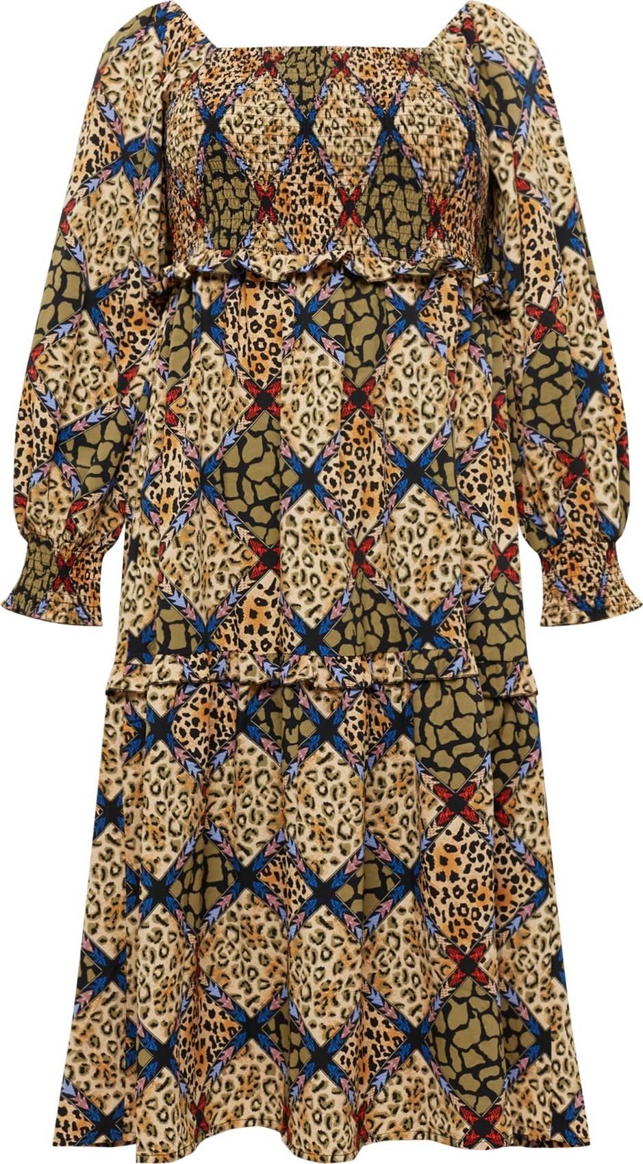 River Island Plus Šaty 'MONROE' béžová / mix barev