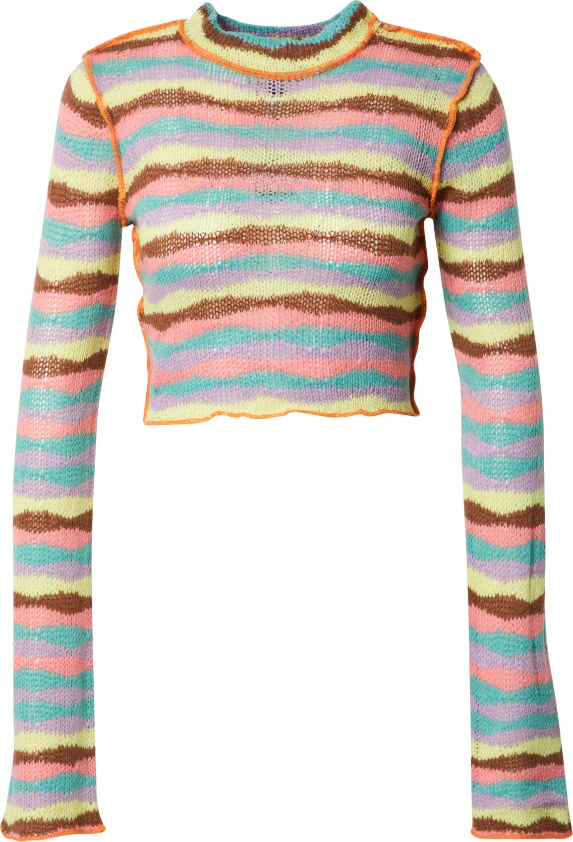 The Ragged Priest Svetr 'VICIOUS' hnědá / světle žlutá / světle fialová / světle růžová