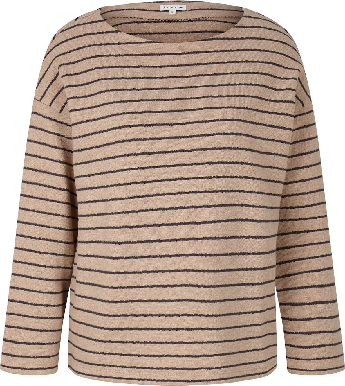 TOM TAILOR Mikina tmavě béžová / černá