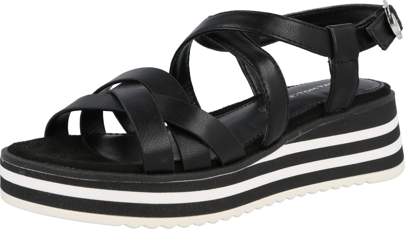 TOM TAILOR Páskové sandály černá