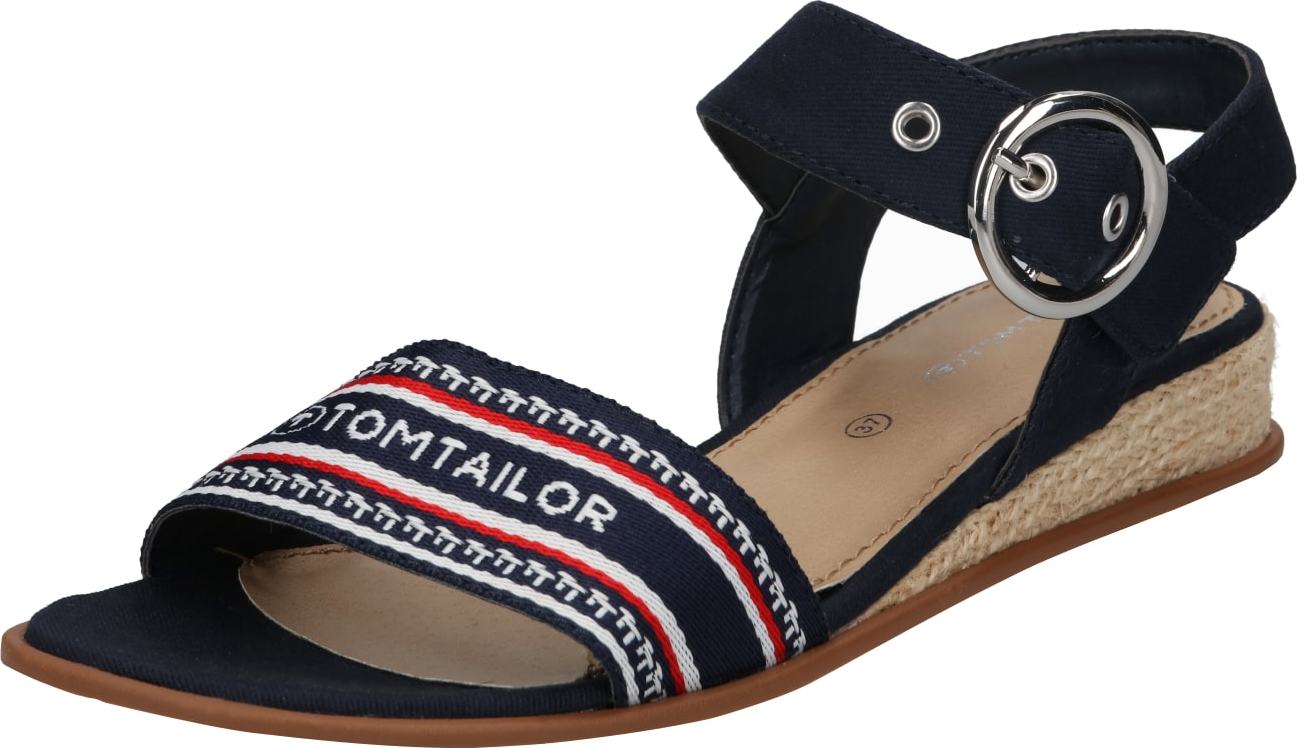 TOM TAILOR Páskové sandály námořnická modř / červená / bílá