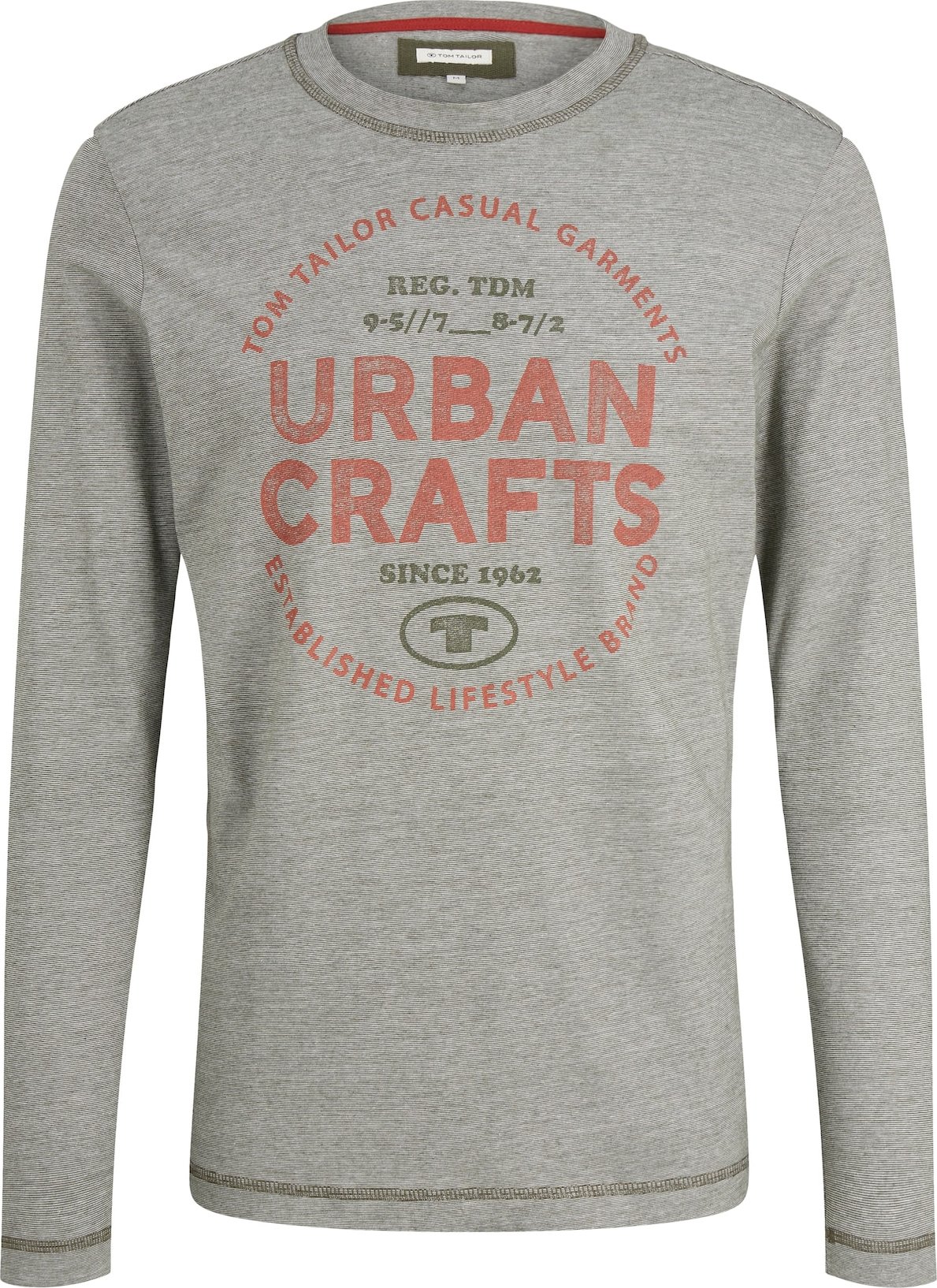 TOM TAILOR Tričko khaki / zelený melír / korálová