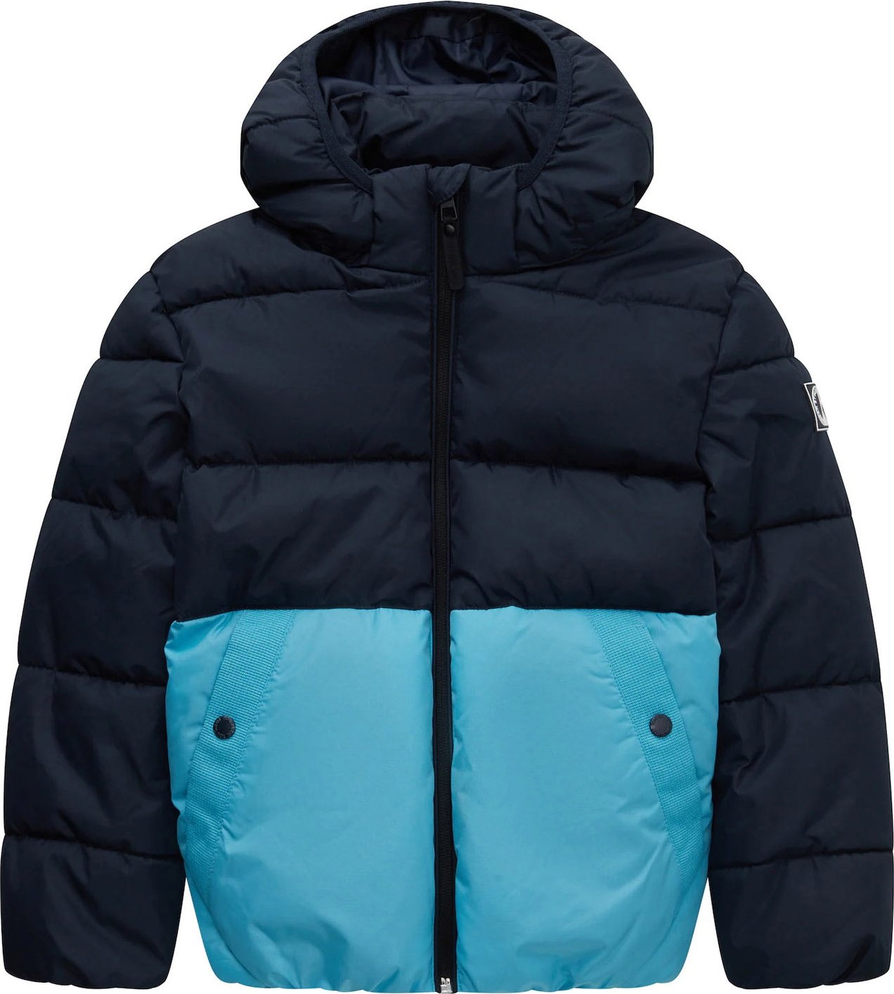 TOM TAILOR Zimní bunda námořnická modř / azurová / světle hnědá / bílá