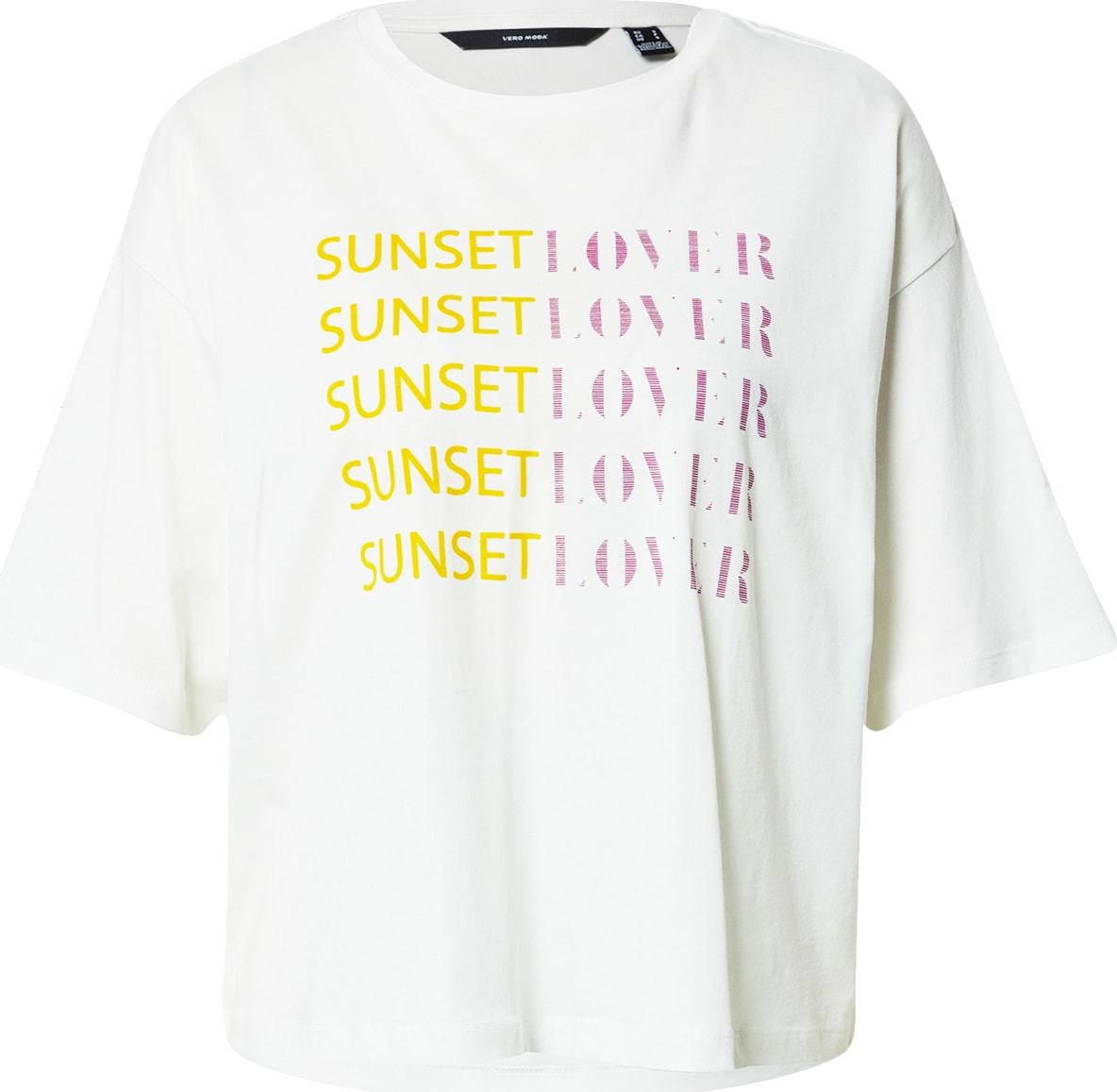 VERO MODA Tričko žlutá / fialová / bílá